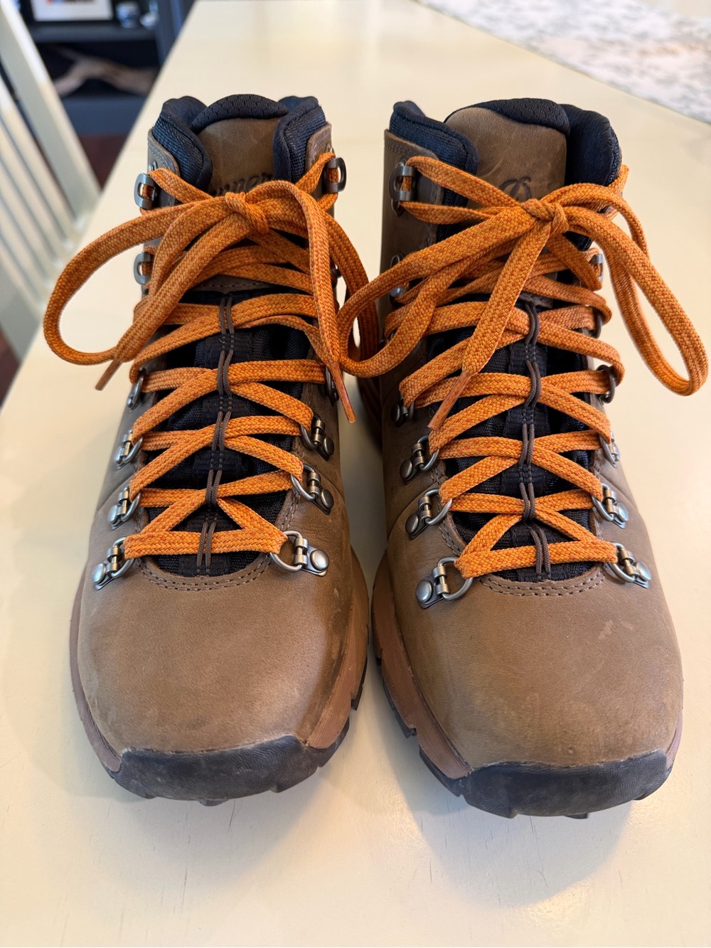 Danner Mountain 600 Chocolate Brown Leather Hiking Boots with Orange Laces